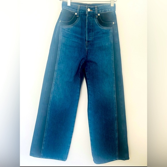 Veronica Beard Jeans Taylor WideLeg High Rise 2 Tone Blue Moon 26 ALTERED TO 24 - Picture 3 of 15
